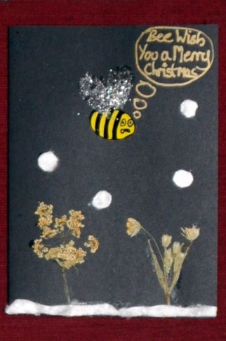 Example of bee Christmas card on black card